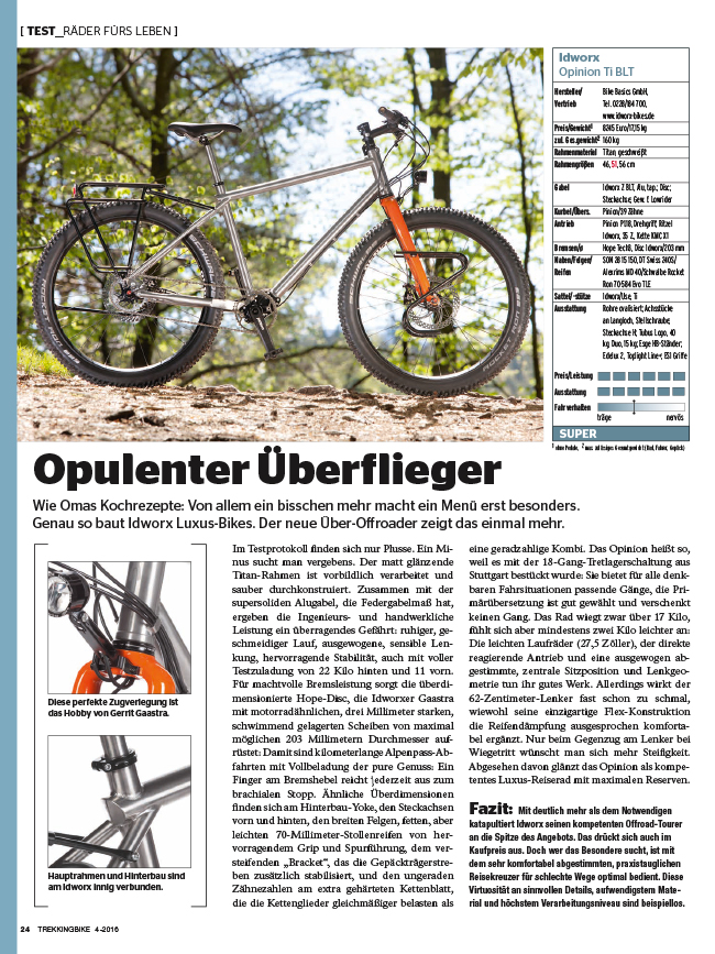 Test idworx oPinion Ti BLT: <br />„Opulenter Überflieger“ – Testurteil: super