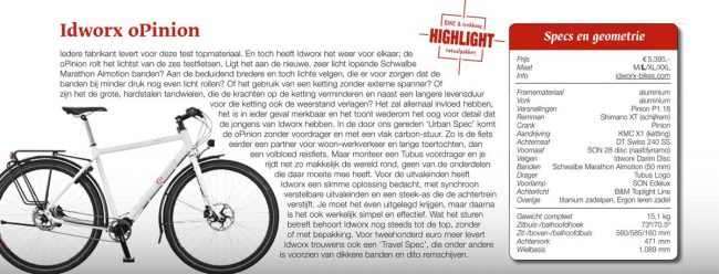 Test idworx oPinion ‘urban spec’: <br />„Bike & Trekking Highlight“