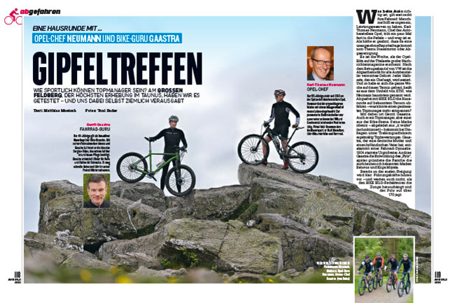 Test idworx Rock oPionion Ti ‘power spec’ / Rockn Rohler ‘power spec’: <br />„Gipfeltreffen: Eine Hausrunde mit … Opel-Chef Neumann und Bike-Guru Gaastra“