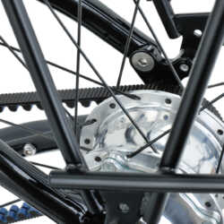 All of our idworx trekking bikes are fitted with a divisible, forged back-pad on the chain side of the frame that can be equipped with belt drive.